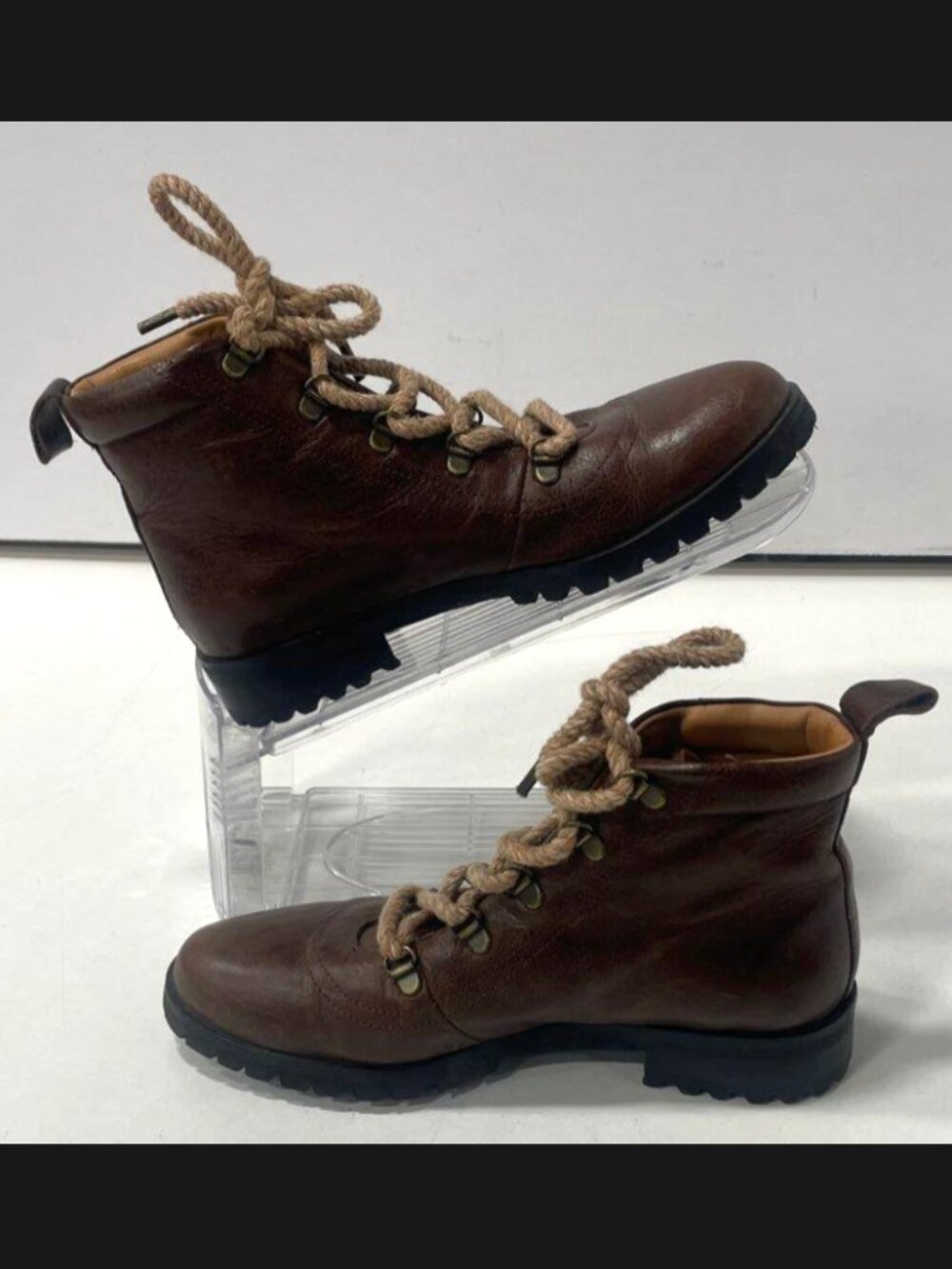 Naguisa Handcrafted in Spain Leather Raso Flat Boots Brown Women EU 37 / US 7